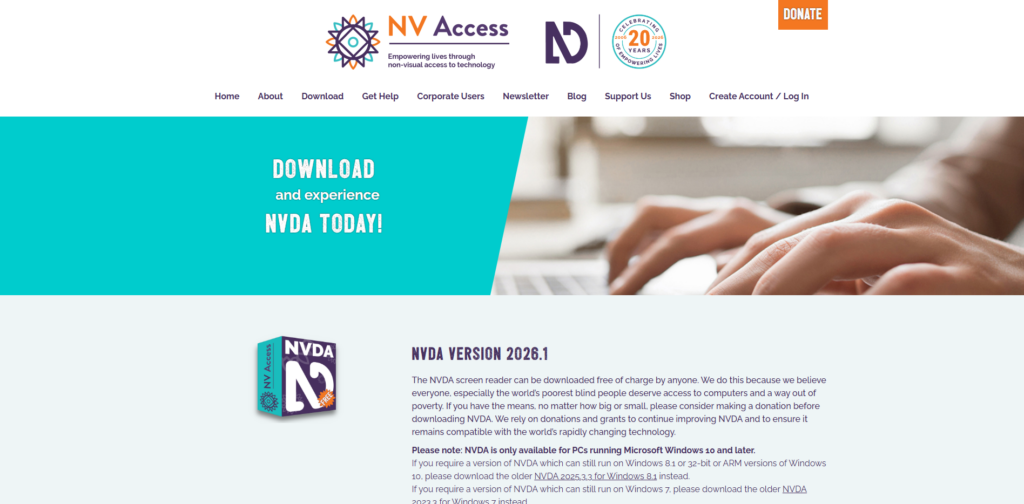 NVDA - B2B Website Platform Developer - Bright Vessel NVDA screen reader testing tool