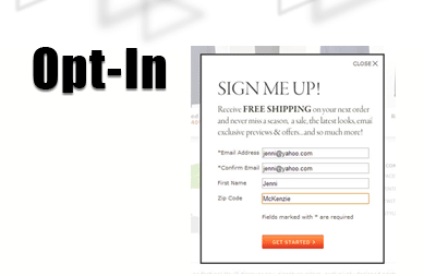 Email Marketing Opt-in example