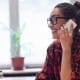 Woman on the phone at work