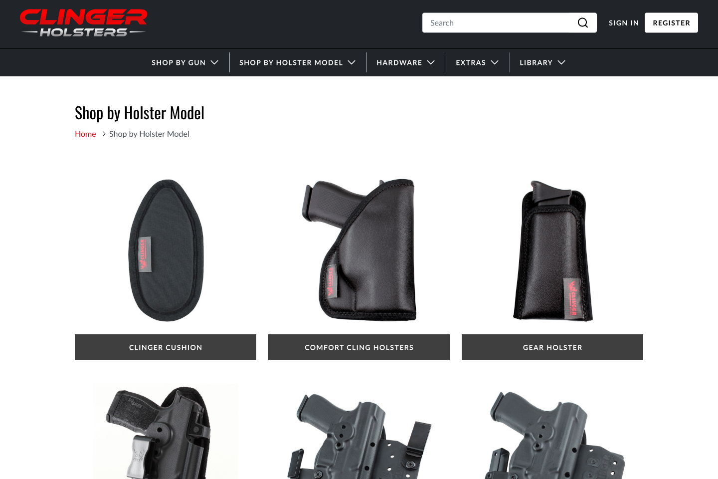 Clinger Holsters - B2B Website Platform Developer - Bright Vessel