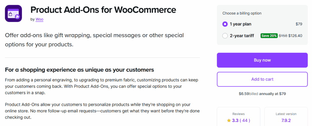 Complementos de productos de WooCommerce