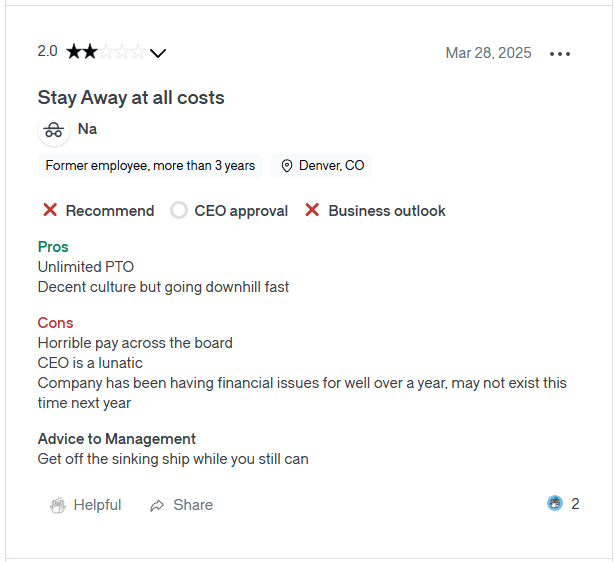 Glassdoor Employee Review 1